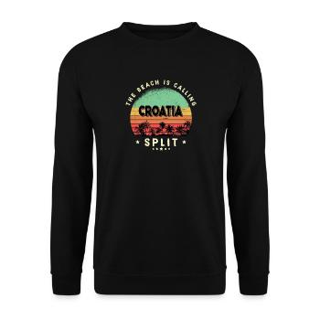 Split Kroatien Strand Design - Unisex Pullover - Schwarz - Vorne - Alina (178cm) & Michal (187cm)