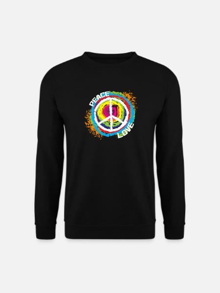 Liebe Frieden Spruch Friedenszeichen Weltfrieden - Unisex Pullover - Schwarz