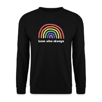 Regenbogen Liebe Statement Frieden Weltfrieden - Unisex Pullover - Schwarz - Vorne - Alina (178cm) & Michal (187cm)