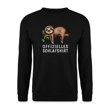 Offizielles Schlafshirt Lustiges Faultier - Unisex Pullover - Schwarz - Vorne - Alina (178cm) & Michal (187cm)