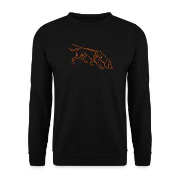 Schweißhund in orange - Unisex Pullover - Schwarz - Vorne - Alina (178cm) & Michal (187cm)