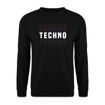 Futuristisches Techno-Design mit Neonfarben - Unisex Pullover - Schwarz - Vorne - Alina (178cm) & Michal (187cm)