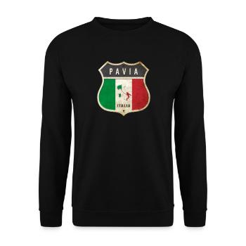 Pavia Italien Wappen Flaggen Design - Unisex Pullover - Schwarz - Vorne - Alina (178cm) & Michal (187cm)