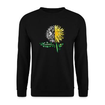 Cycle de l’univers du pissenlit avec la Lune et le Soleil - Sweat-shirt Unisexe - noir - Devant - Alina (178cm) & Michal (187cm)