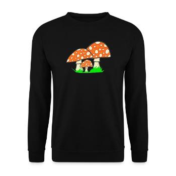 naturgrafik, Fliegenpilze, tolle Waldmotive - Unisex Pullover - Schwarz - Vorne - Alina (178cm) & Michal (187cm)