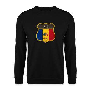 Iași Romania coat of arms design - Unisex Sweatshirt - black - Front - Alina (178cm) & Michal (187cm)
