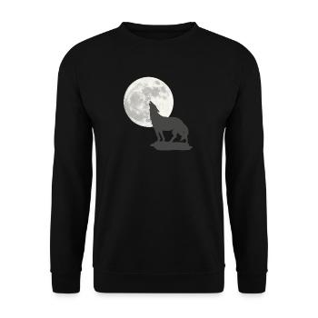 schöne wildtiermotive, Heulende Wolfsilhouette - Unisex Pullover - Schwarz - Vorne - Alina (178cm) & Michal (187cm)