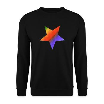 buntes mosaikdesign Sternenmuster, farbenfroh - Unisex Pullover - Schwarz - Vorne - Alina (178cm) & Michal (187cm)