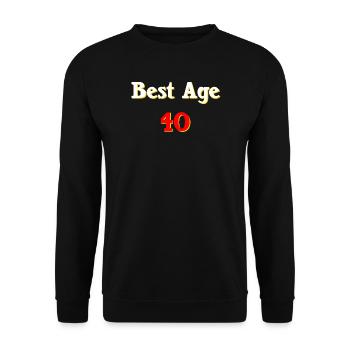 sprücheshirts, best age 40 - Unisex Pullover - Schwarz - Vorne - Alina (178cm) & Michal (187cm)