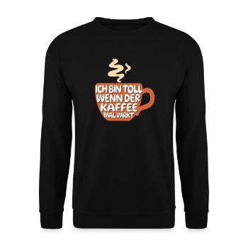 Cool Statement Kaffee Koffein Kaffeeliebhaber - Unisex Pullover - Schwarz - Vorne - Alina (178cm) & Michal (187cm)