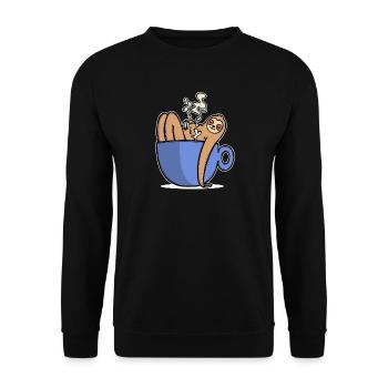 Funny sloth coffee caffeine coffee lover - Unisex Sweatshirt - black - Front - Alina (178cm) & Michal (187cm)