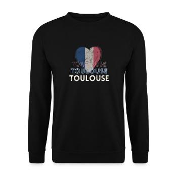 Retro badge, Toulouse France is my hometown - Unisex Sweatshirt - black - Front - Alina (178cm) & Michal (187cm)