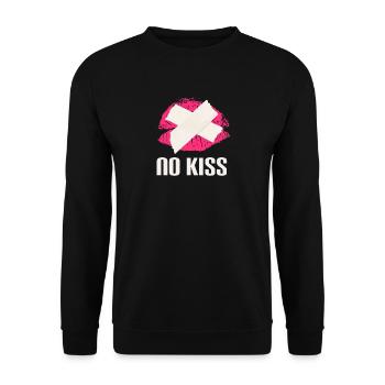 Witziges Lippen-Design mit Tape - Unisex Pullover - Schwarz - Vorne - Alina (178cm) & Michal (187cm)