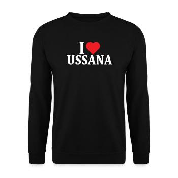 T-Shirt Io amo Ussana T-Shirt Sardinien - Unisex Pullover - Schwarz - Vorne - Alina (178cm) & Michal (187cm)