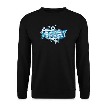 englischer Seemannsgruß Schriftzug Ahoy Graffiti - Unisex Pullover - Schwarz - Vorne - Alina (178cm) & Michal (187cm)