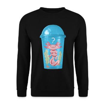 Ozelot Fisch im Plastik Becher - Unisex Pullover - Schwarz - Vorne - Alina (178cm) & Michal (187cm)