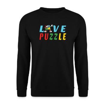 Love Puzzle - Unisex Sweatshirt - black - Front - Alina (178cm) & Michal (187cm)