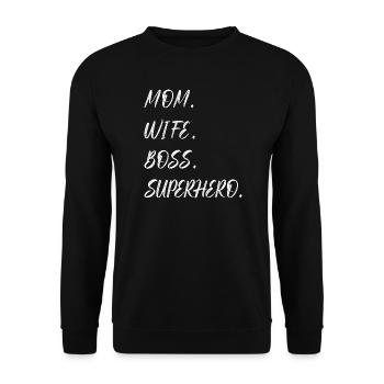Mama Ehefrau Superheld - Unisex Pullover - Schwarz - Vorne - Alina (178cm) & Michal (187cm)