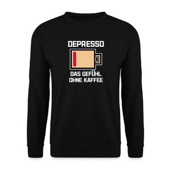 Espresso Kaffee Lustig Statement Kaffeeliebhaber - Unisex Pullover - Schwarz - Vorne - Alina (178cm) & Michal (187cm)