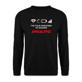 Vier Reiter der Modernen Apokalypse Gaming Nerd - Unisex Pullover - Schwarz - Vorne - Alina (178cm) & Michal (187cm)