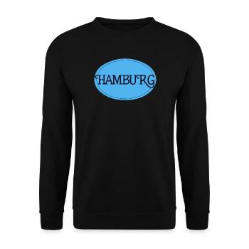 Hamburg Retro Font Logo Blue Oval - Unisex Sweatshirt - black - Front - Alina (178cm) & Michal (187cm)