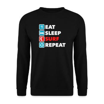 Eat Sleep Surf Repeat - Unisex Sweatshirt - black - Front - Alina (178cm) & Michal (187cm)