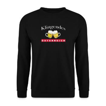 Klingendes Österreich - Bierkrüge - Unisex Pullover - Schwarz - Vorne - Alina (178cm) & Michal (187cm)