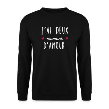 J'ai deux mamans d amour - Sweat-shirt Unisexe - noir - Devant - Alina (178cm) & Michal (187cm)