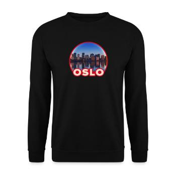 Oslo Skyline Rundlogo - Unisex Pullover - Schwarz - Vorne - Alina (178cm) & Michal (187cm)