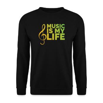 music is my life music Musician Piano GItarre Logo - Unisex Sweatshirt - black - Front - Alina (178cm) & Michal (187cm)