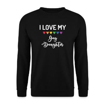 Ich liebe meine schwule Tochter - Unisex Pullover - Schwarz - Vorne - Alina (178cm) & Michal (187cm)