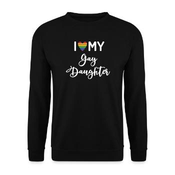 Ich liebe meine schwule Tochter - Unisex Pullover - Schwarz - Vorne - Alina (178cm) & Michal (187cm)
