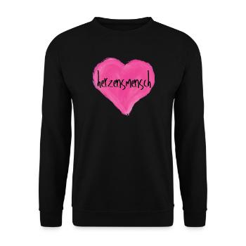 Herzensmensch - Unisex Pullover - Schwarz - Vorne - Alina (178cm) & Michal (187cm)