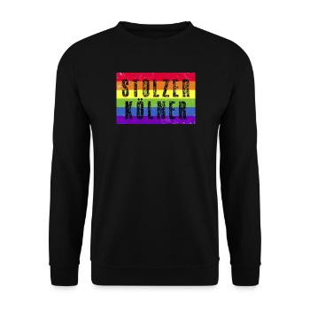 Stolzer Kölner - Regenbogenfahne - Unisex Pullover - Schwarz - Vorne - Alina (178cm) & Michal (187cm)