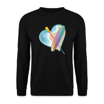 Stand up paddle avec beaucoup de cœur sur la plage - Sweat-shirt Unisexe - noir - Devant - Alina (178cm) & Michal (187cm)