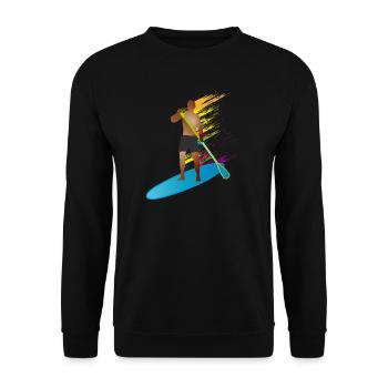 Stand up paddling - Mann mit Paddle Board - Unisex Pullover - Schwarz - Vorne - Alina (178cm) & Michal (187cm)