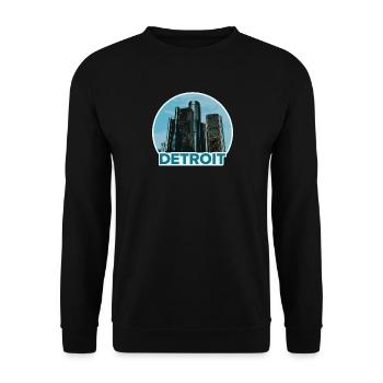 Detroit City Skyline Badge - Unisex Sweatshirt - black - Front - Alina (178cm) & Michal (187cm)
