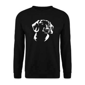 Dackel Kopf "Black Edition" - Unisex Pullover - Schwarz - Vorne - Alina (178cm) & Michal (187cm)