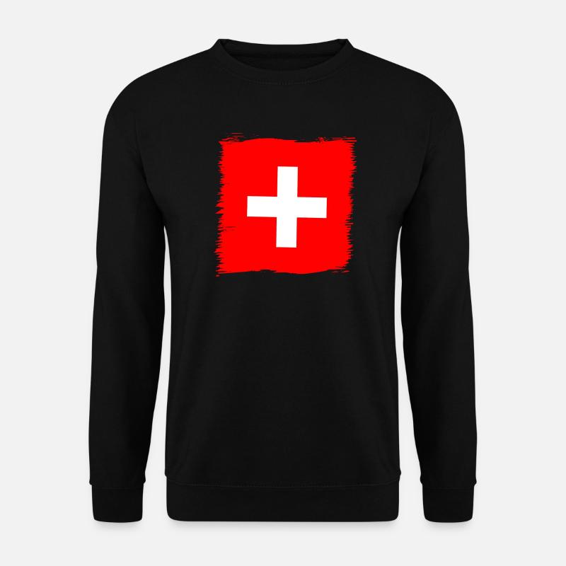 Schweiz Schweizer Fahne Flagge Geschenk - Unisex Pullover - Schwarz
