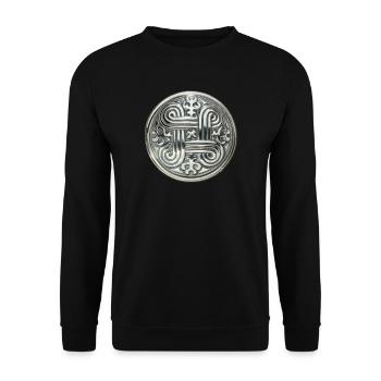 Kaleva Silber Ornament - Unisex Pullover - Schwarz - Vorne - Alina (178cm) & Michal (187cm)