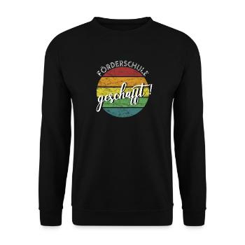 Förderschule geschafft Sonderschule retro vintage - Unisex Pullover - Schwarz - Vorne - Alina (178cm) & Michal (187cm)