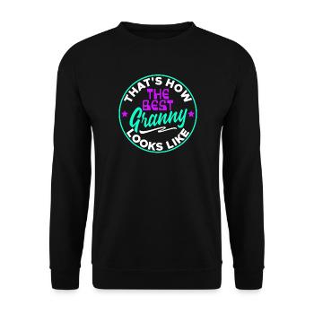 Cool Statement Beste Oma Enkelkind Großmutter - Unisex Pullover - Schwarz - Vorne - Alina (178cm) & Michal (187cm)