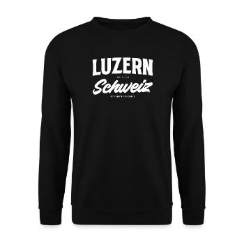 Luzern Schweiz Vintage Logo - Unisex Pullover - Schwarz - Vorne - Alina (178cm) & Michal (187cm)