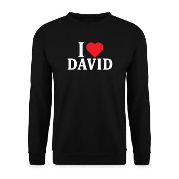 t-shirt I love David t-shirt gift idea - Unisex Sweatshirt - black - Front - Alina (178cm) & Michal (187cm)