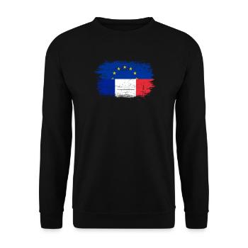 Pinselstrich EU Frankreich Flagge Mashup - Unisex Pullover - Schwarz - Vorne - Alina (178cm) & Michal (187cm)