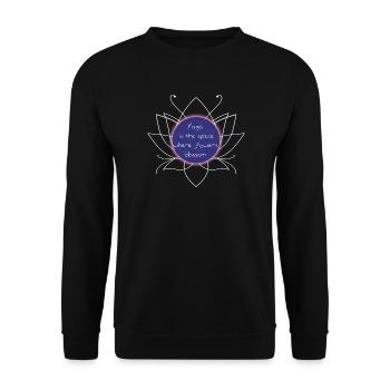 Yoga Raum Blumenblüte - Unisex Pullover - Schwarz - Vorne - Alina (178cm) & Michal (187cm)
