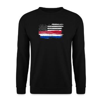 Grunge Flagge Pinselstrich Americana - Unisex Pullover - Schwarz - Vorne - Alina (178cm) & Michal (187cm)