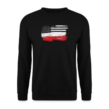 Brushed U.S. Flag Art - Unisex Sweatshirt - black - Front - Alina (178cm) & Michal (187cm)