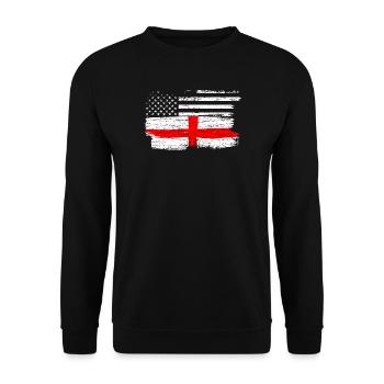 Grunge Flag Fusion USA UK Cross - Unisex Sweatshirt - black - Front - Alina (178cm) & Michal (187cm)