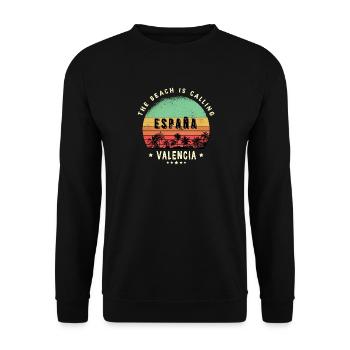 Valencia Spanien Strand Design - Unisex Pullover - Schwarz - Vorne - Alina (178cm) & Michal (187cm)